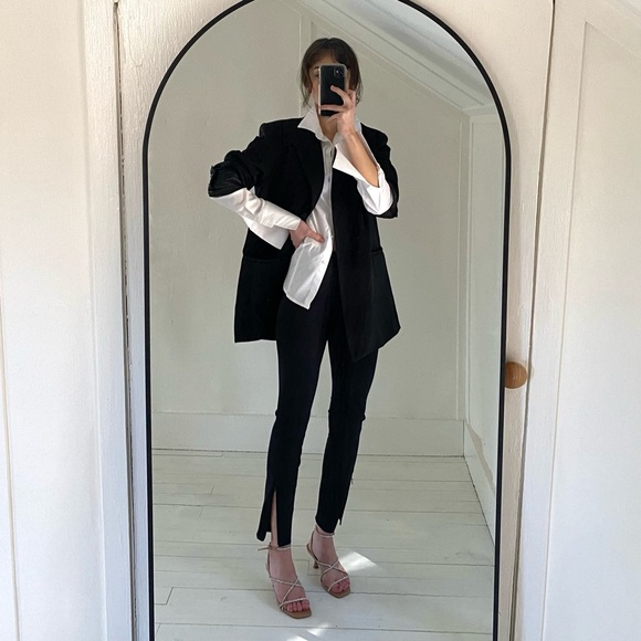 Theory Seamed Slit Legging in Black Precision Ponte Size P